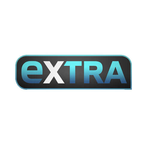 Extra TV show logo featuring Lindsay Albanese brand products and Toptote hat clip