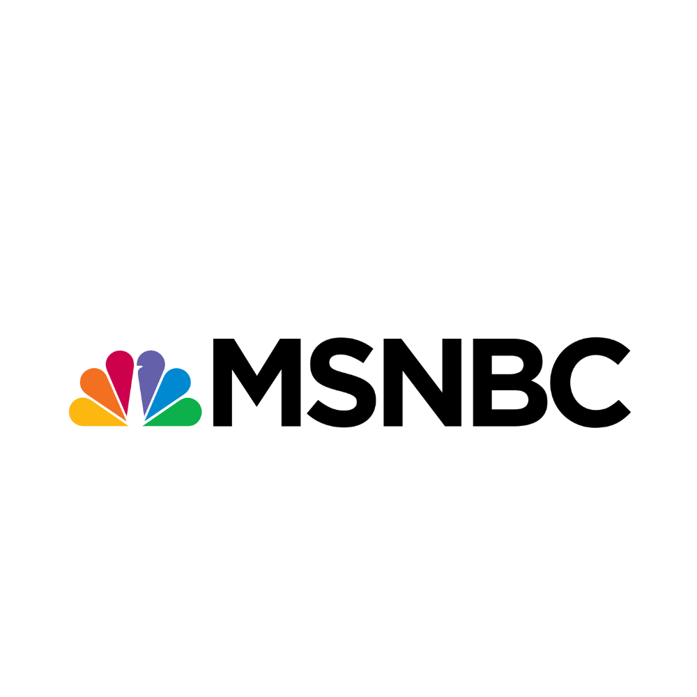 MSNBC logo featuring a colorful peacock design beside black text.