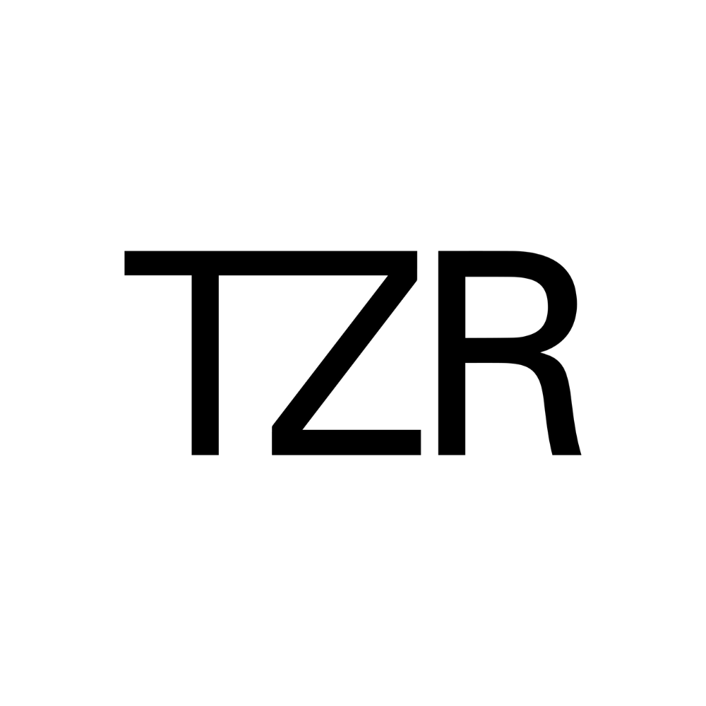 The Zoe Report (TZR) logo in black letters on white background