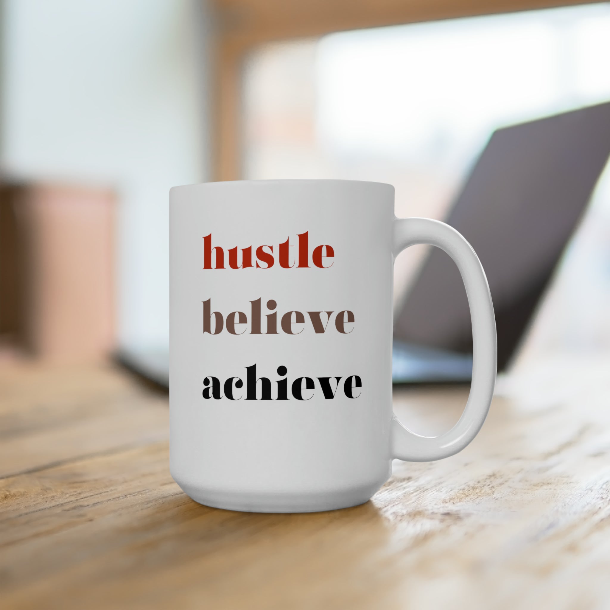 hustle believe achieve aspirational mug from Lindsay Albanese