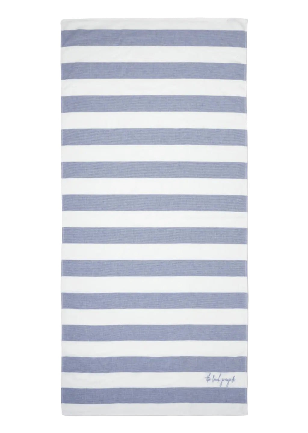 Sand-Free Cabana Beach Towel - Earth-friendly, fade-resistant, and sand repellent towel with blue and white stripes.
