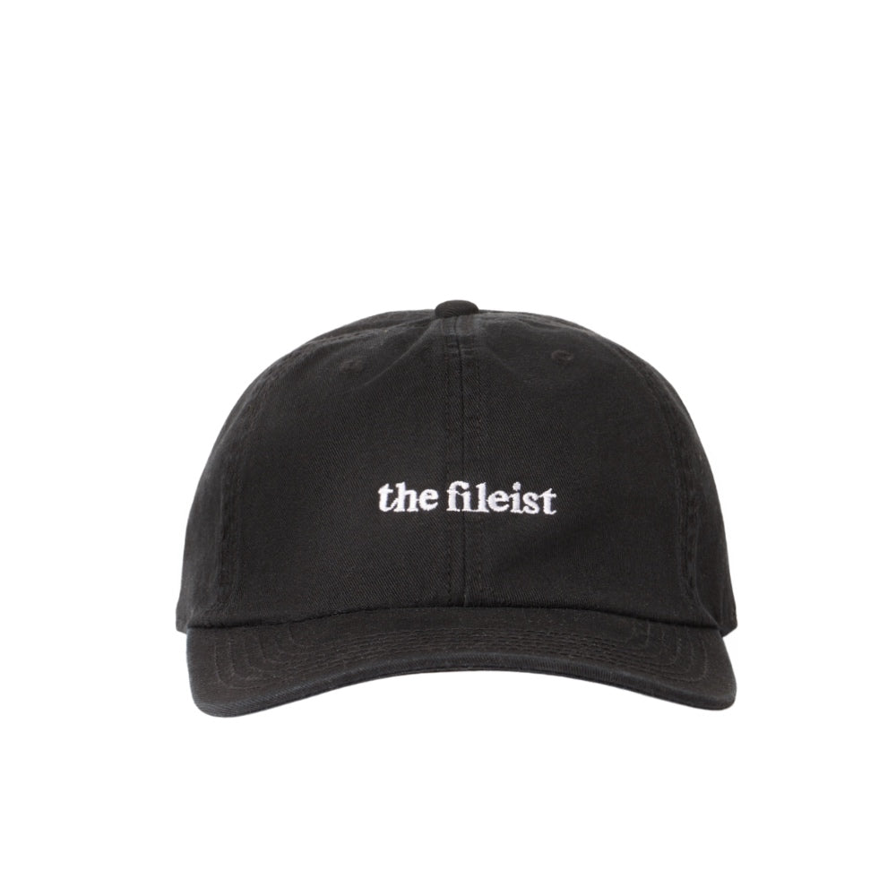 the fileist Ball Cap - Classic black Dad hat with adjustable back, supporting women owned small businesses.
