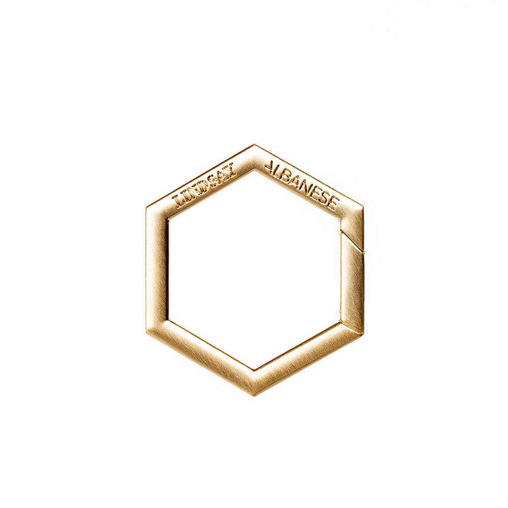 brushed gold hexagon carabiner to attach to TOPTOTE by Lindsay Albanese hat holder