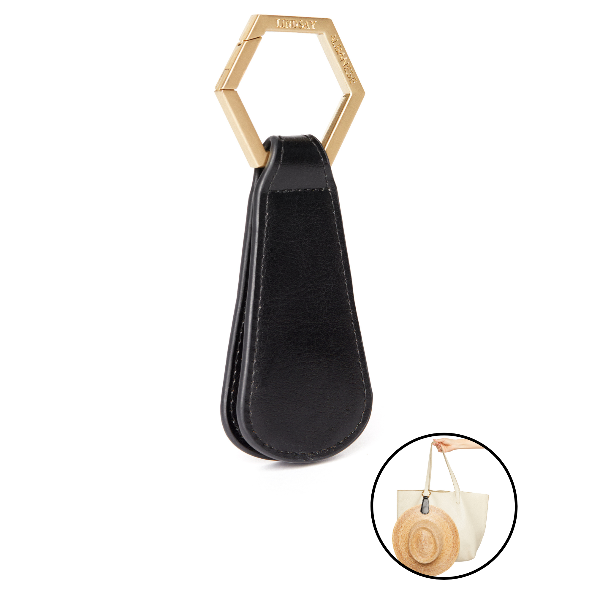 toptote by Lindsay Albanese magnetic hat clip in faux leather to hold your hat when you travel