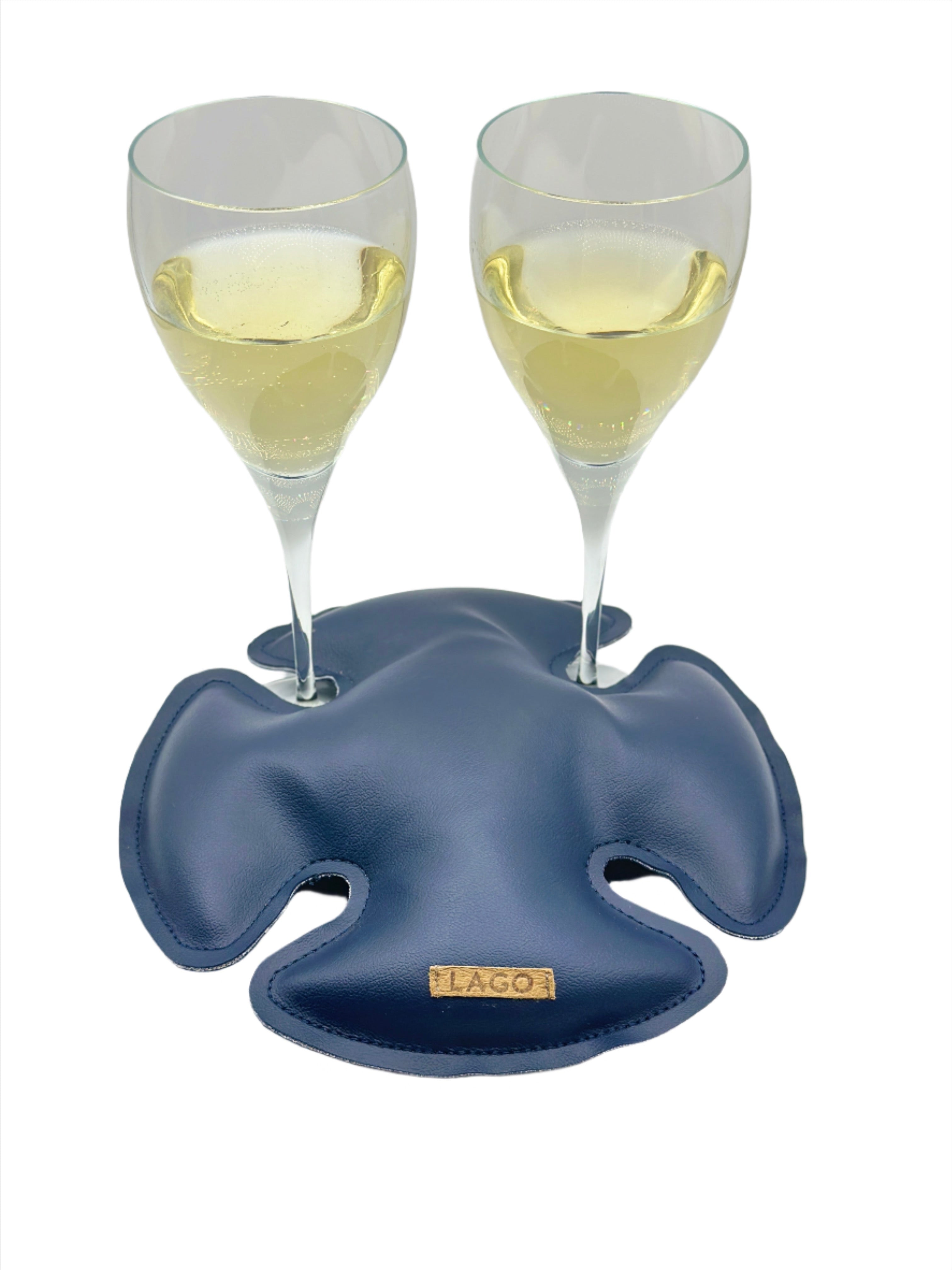 2 wine glasses secured with Classic Ocean LAGO, the premium stabilizer.