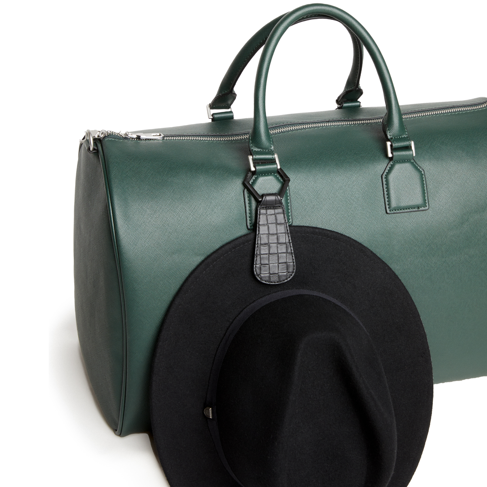 genuine leather toptote magnetic hat clip that allows you to travel with your hat hands free